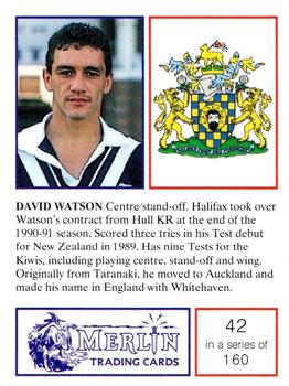 1991 Merlin Rugby League #42 Dave Watson Back